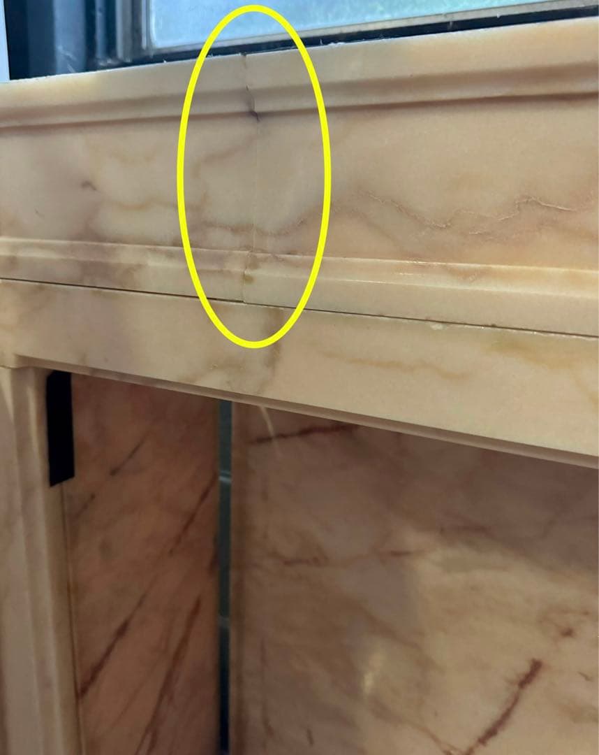 大理石製 マントルピース アイボリー系 彫刻装飾 アンティーク 幅150×高91