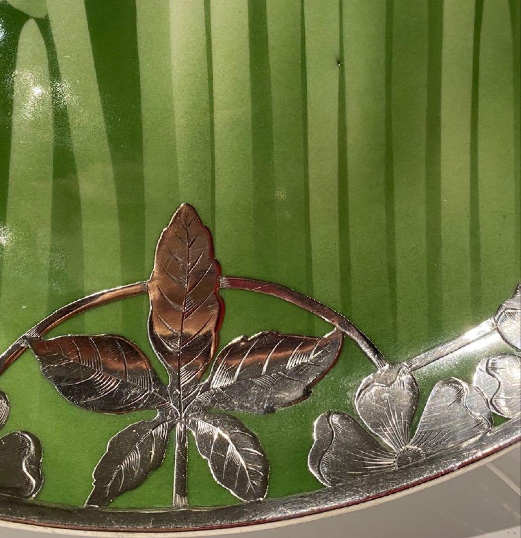 西浦焼 釉下彩銀装大皿