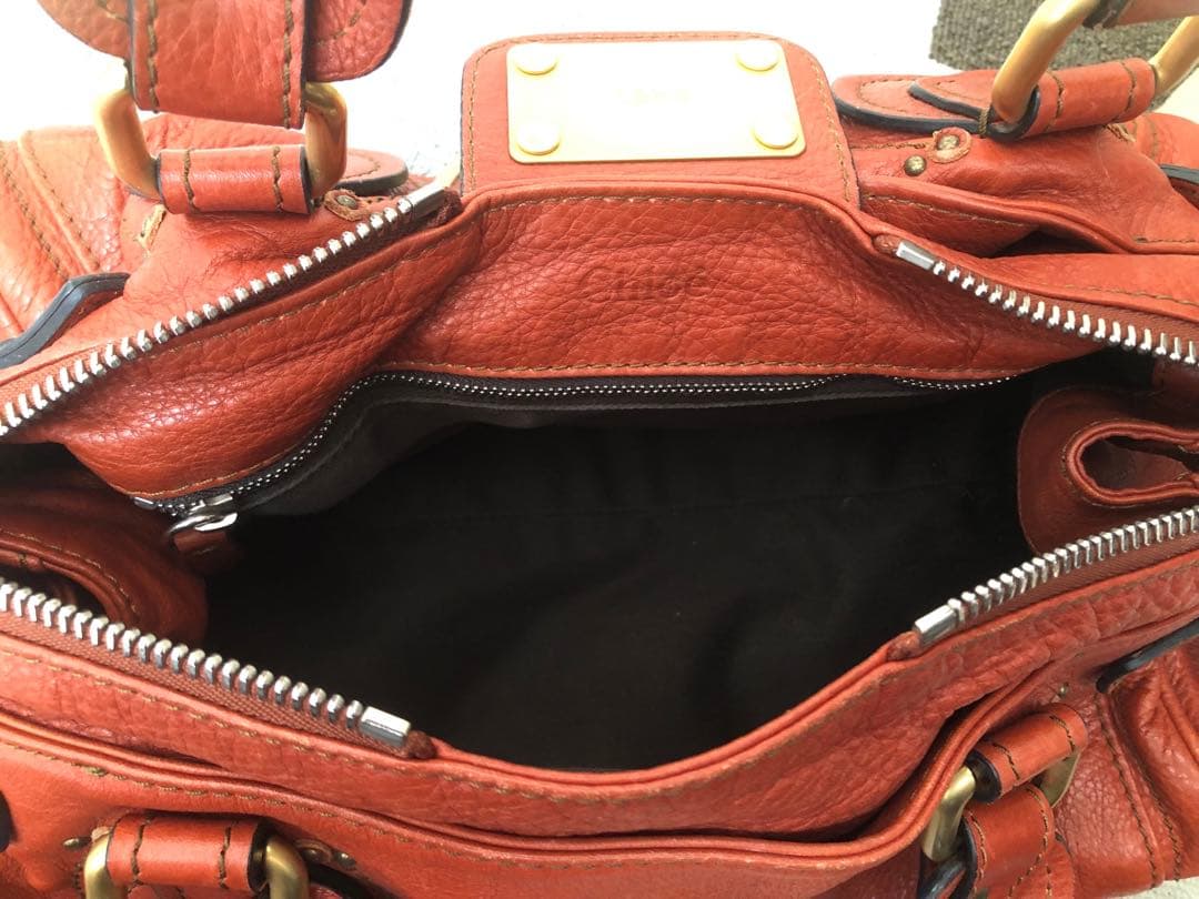 クロエ Chloe パディントン ハンドバッグ レザー ブラウン オレンジ