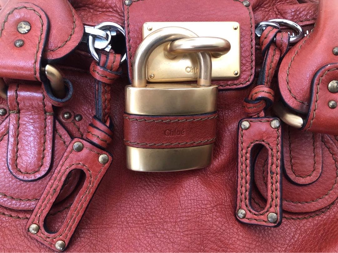 クロエ Chloe パディントン ハンドバッグ レザー ブラウン オレンジ