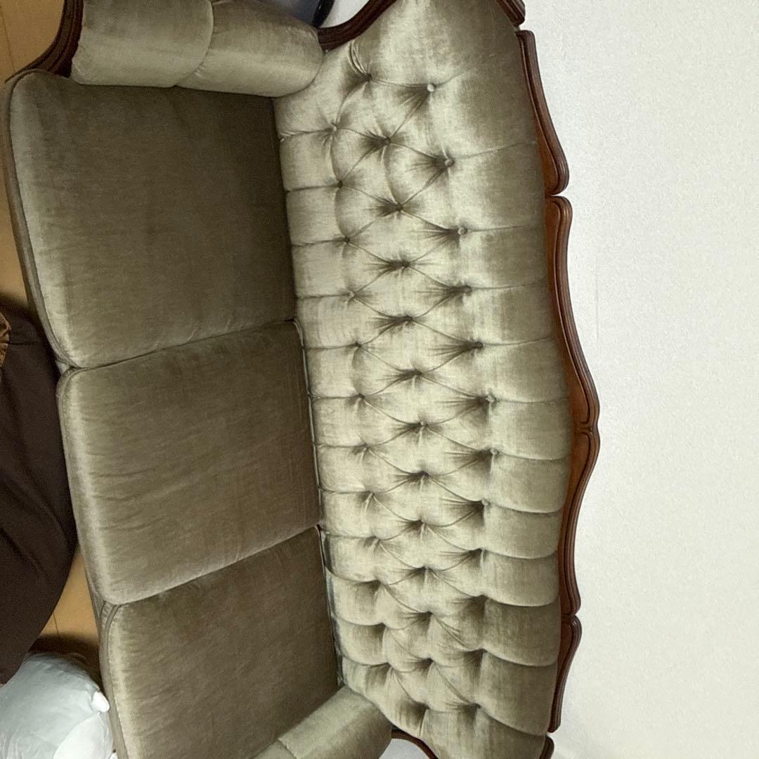 イケボ様 ◎希少　カリモク 3人掛けソファ レトロ　グリーングレー