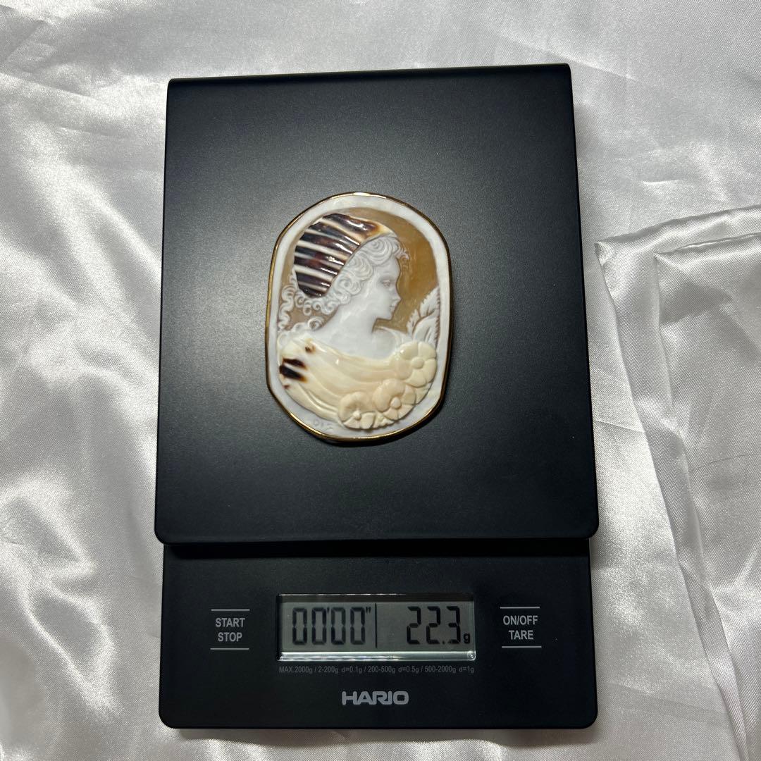 シェルカメオ K18 ブローチ ペンダントトップ 22.3g 大きい