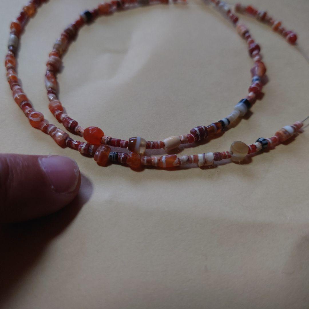 エッチドカーネリアン　ビーズネックレス　出土品