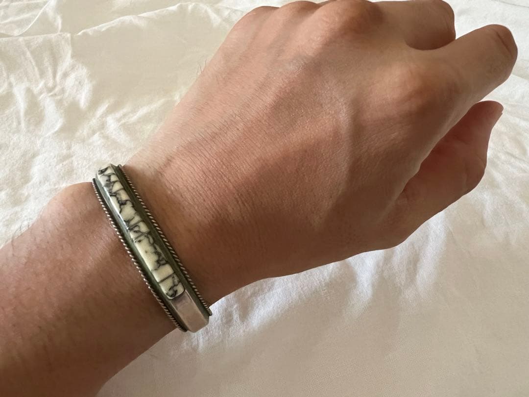 インディアンジュエリー バングル シルバー ホワイトターコイズ