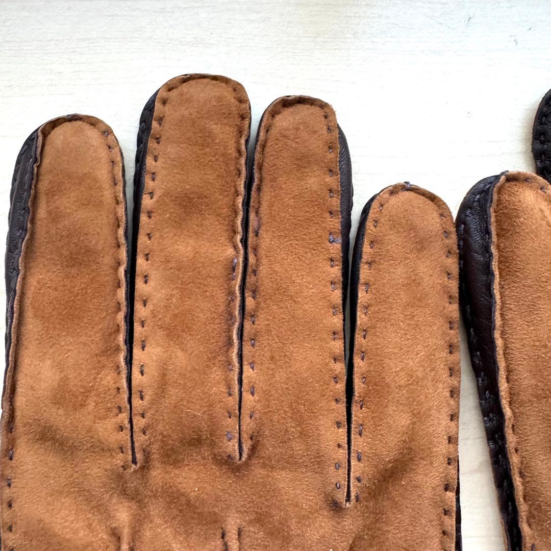 ★新品★GALA GLOVES　メンズ　高級レザー手袋　スエード　カシミヤ　茶