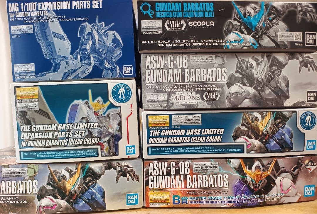 MGガンダムバルバトス 7点セット チタニウム、クリア、ネオンブルー、拡張パーツ