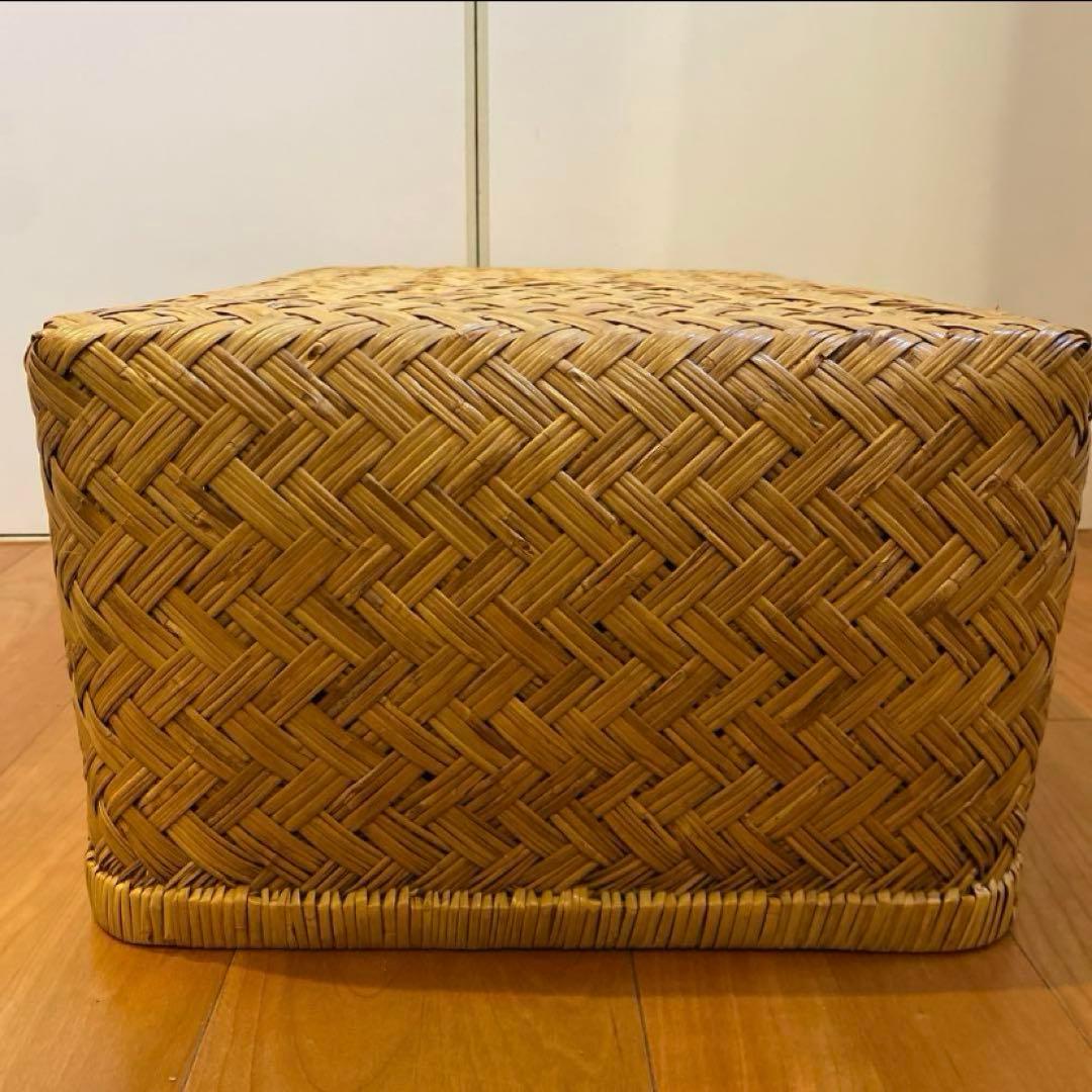 ③ 【最終価格】竹行李 柳ごおり昭和レトロ 竹細工 大籠 箪笥カゴ 受け座のみ