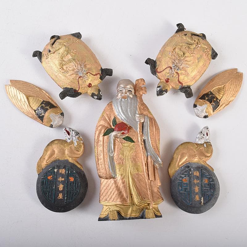 中国　書道具　頤和書屋　徽州曹素功造　桃仙人形　古墨　29点　M　R8070B