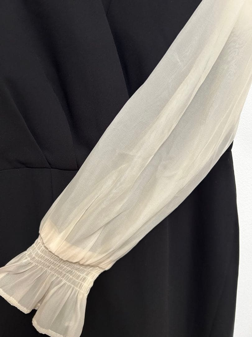 ボリュームスリーブシフォンロングワンピース 結婚式 お呼ばれ 同窓会