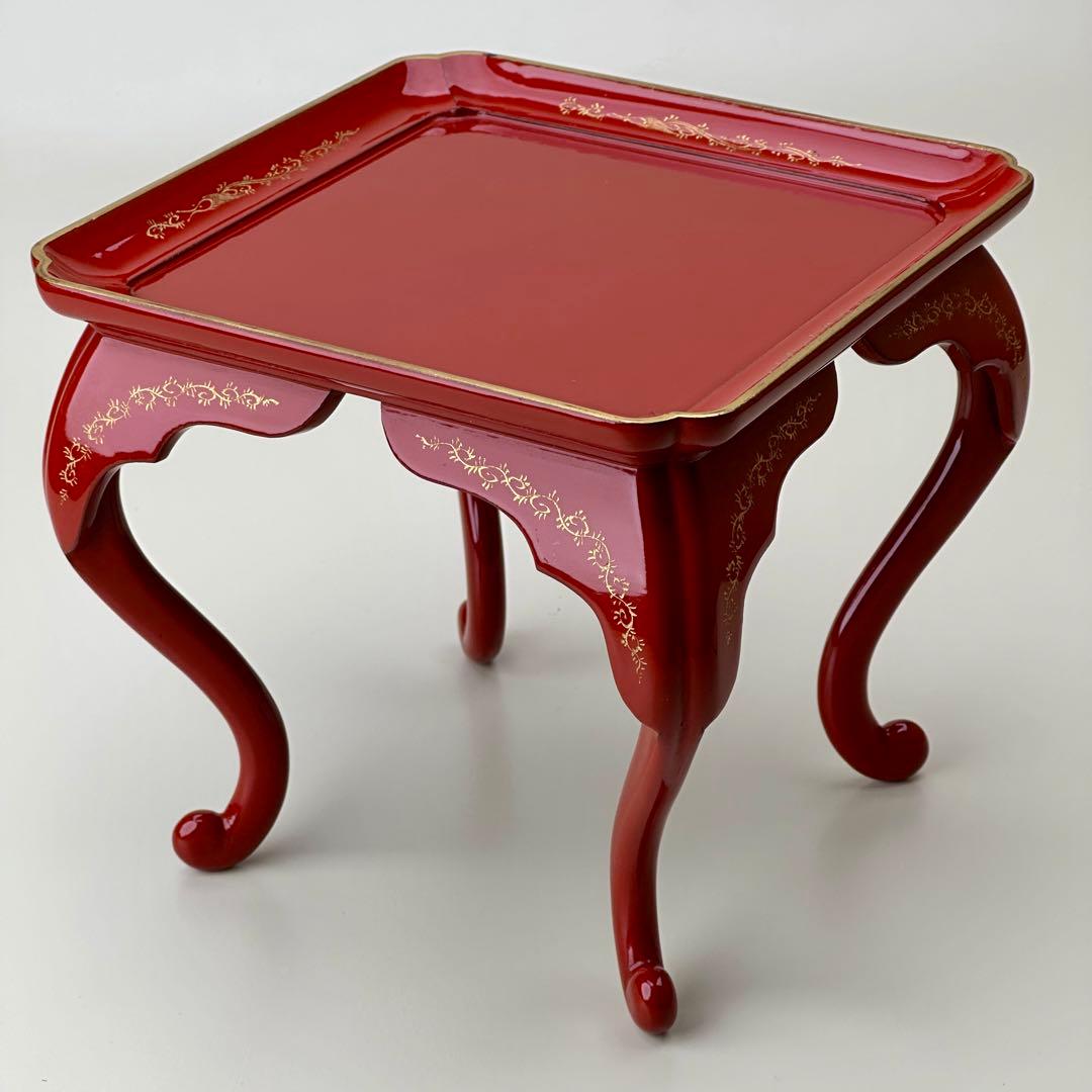 江戸期　朱漆脚付お膳台・供物台　元治元年箱書 骨董品　アンティーク