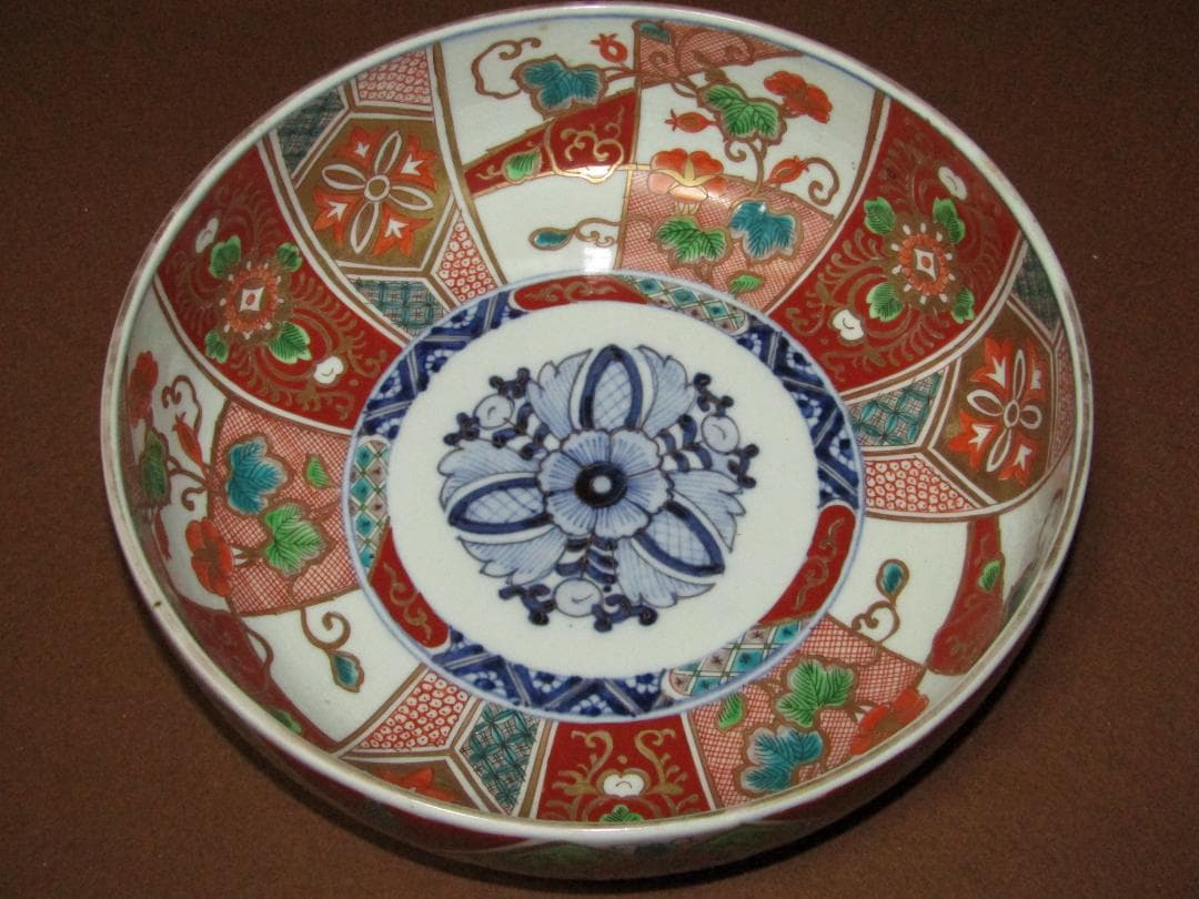 【色絵　割絵　三つ丼】古伊万里