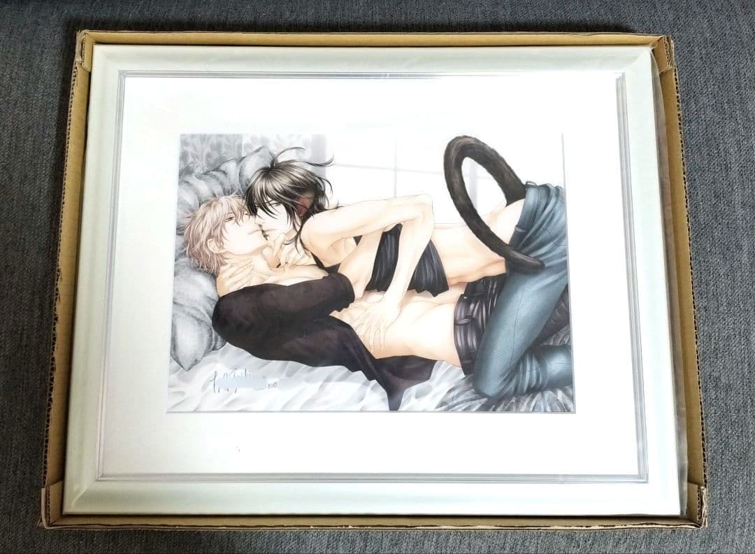 新品　クロネコ彼氏　高級複製原画　左京亜也　直筆サイン＆シリアルナンバー入り