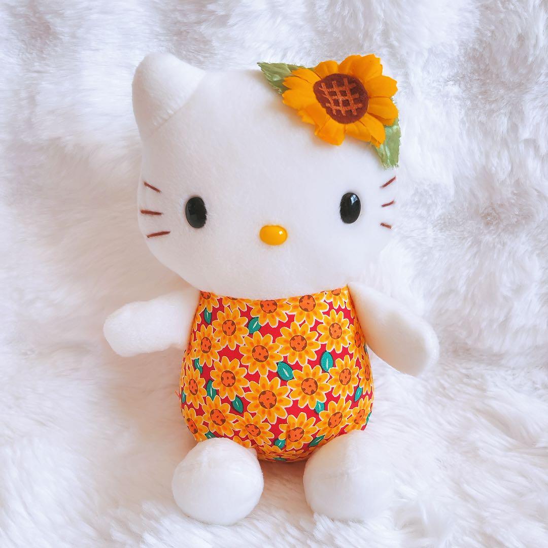 希少レア　ハローキティ　ぬいぐるみ　夏　ひまわり　麦わら帽子　平成レトロ
