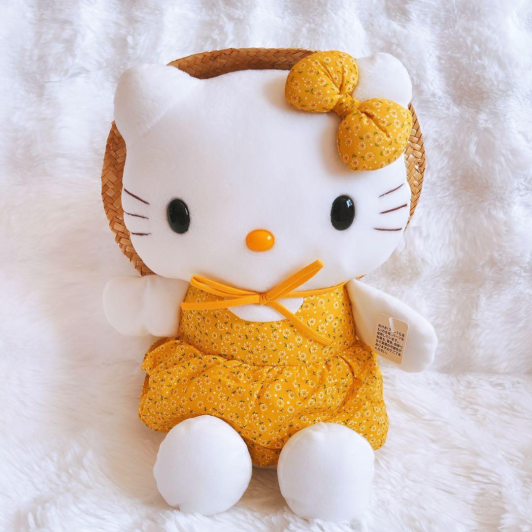 希少レア　ハローキティ　ぬいぐるみ　夏　ひまわり　麦わら帽子　平成レトロ