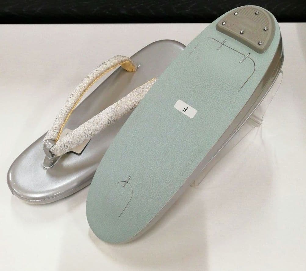 新品未使用 礼装用 佐賀錦シルバー系草履バッグセット　フリーサイズ OL-2