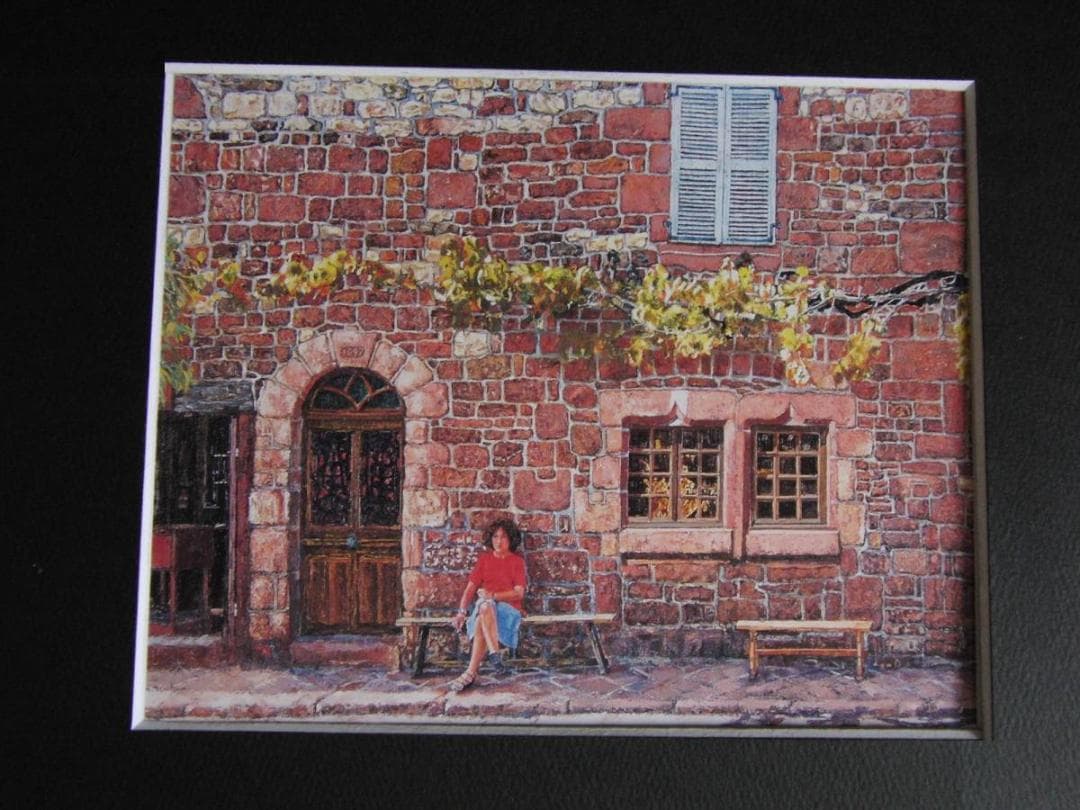 堤敏朗、【退屈な午後】、希少な額装用画集より、新品額装付