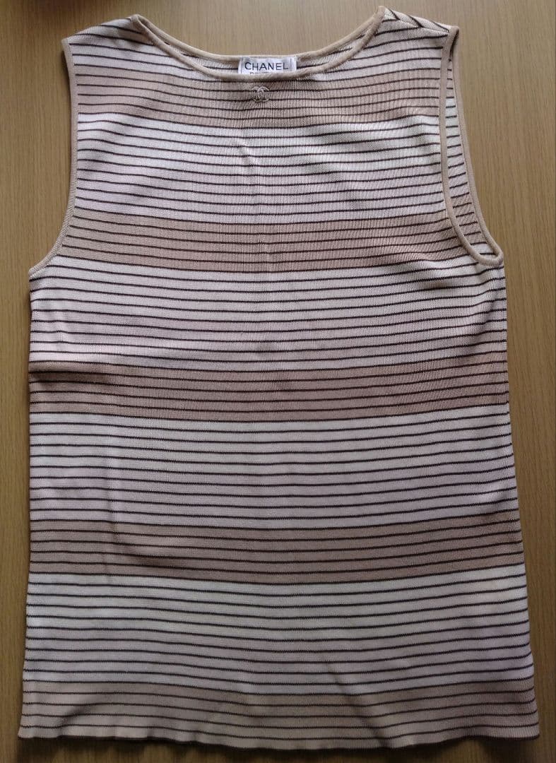 CHANEL ボーダーノースリーブニット サイズ44