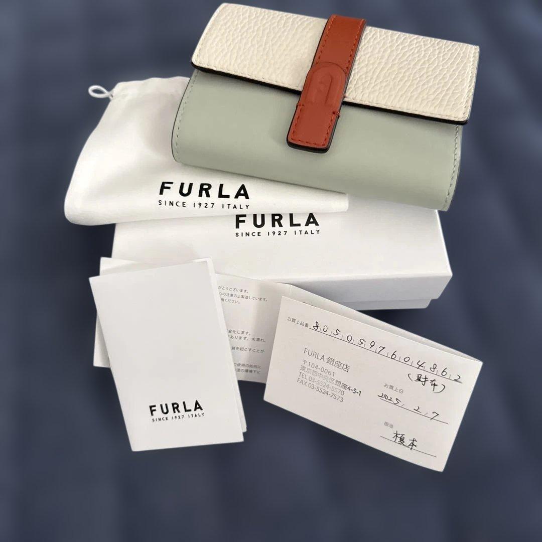 FURLA 三つ折り財布 ホワイト/ミント