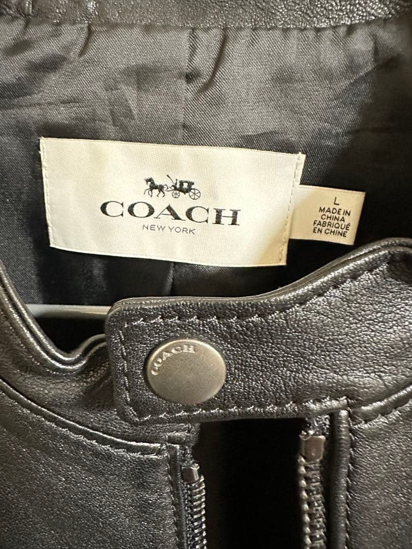 COACH 黒 レザー シングルライダースジャケット