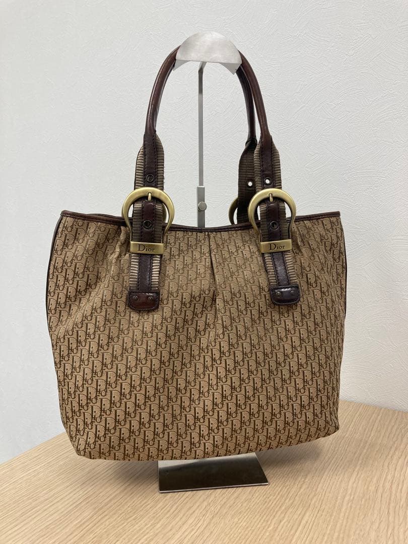 Christian Dior トロッター トートバッグ ブラウン キャンバス◇