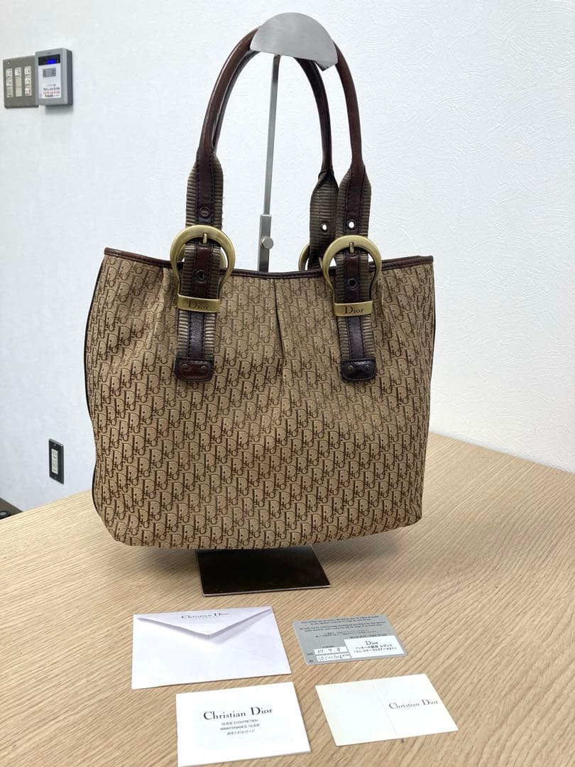 Christian Dior トロッター トートバッグ ブラウン キャンバス◇