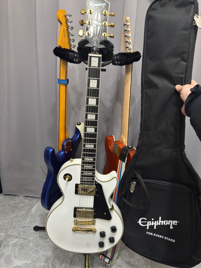 エピフォン レスポールカスタム アルパインホワイト ギブソンヘッド風