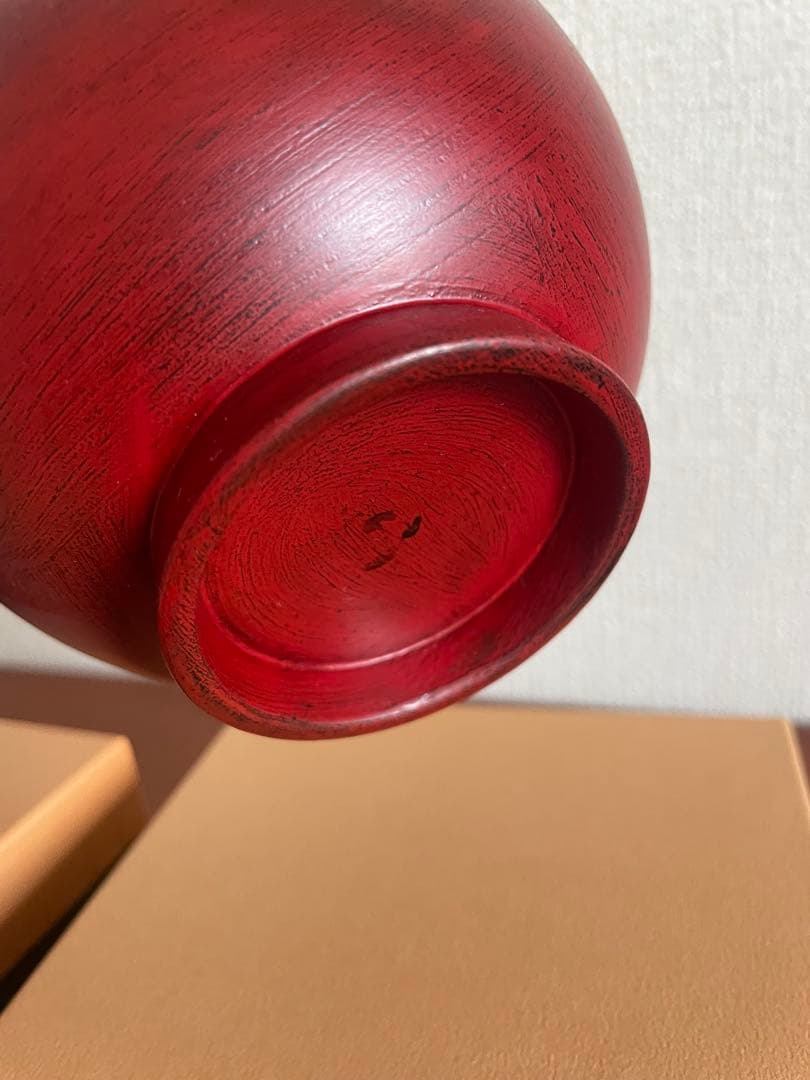 漆塗り汁椀　2個セット　渕布刷毛　曙　根来　山岸厚夫