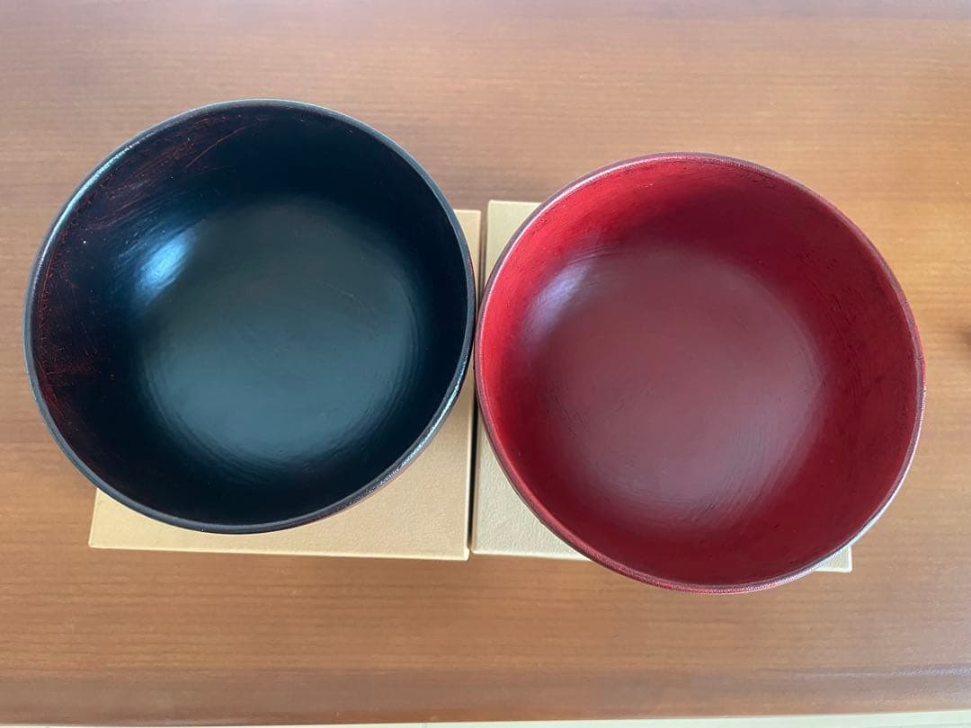 漆塗り汁椀　2個セット　渕布刷毛　曙　根来　山岸厚夫