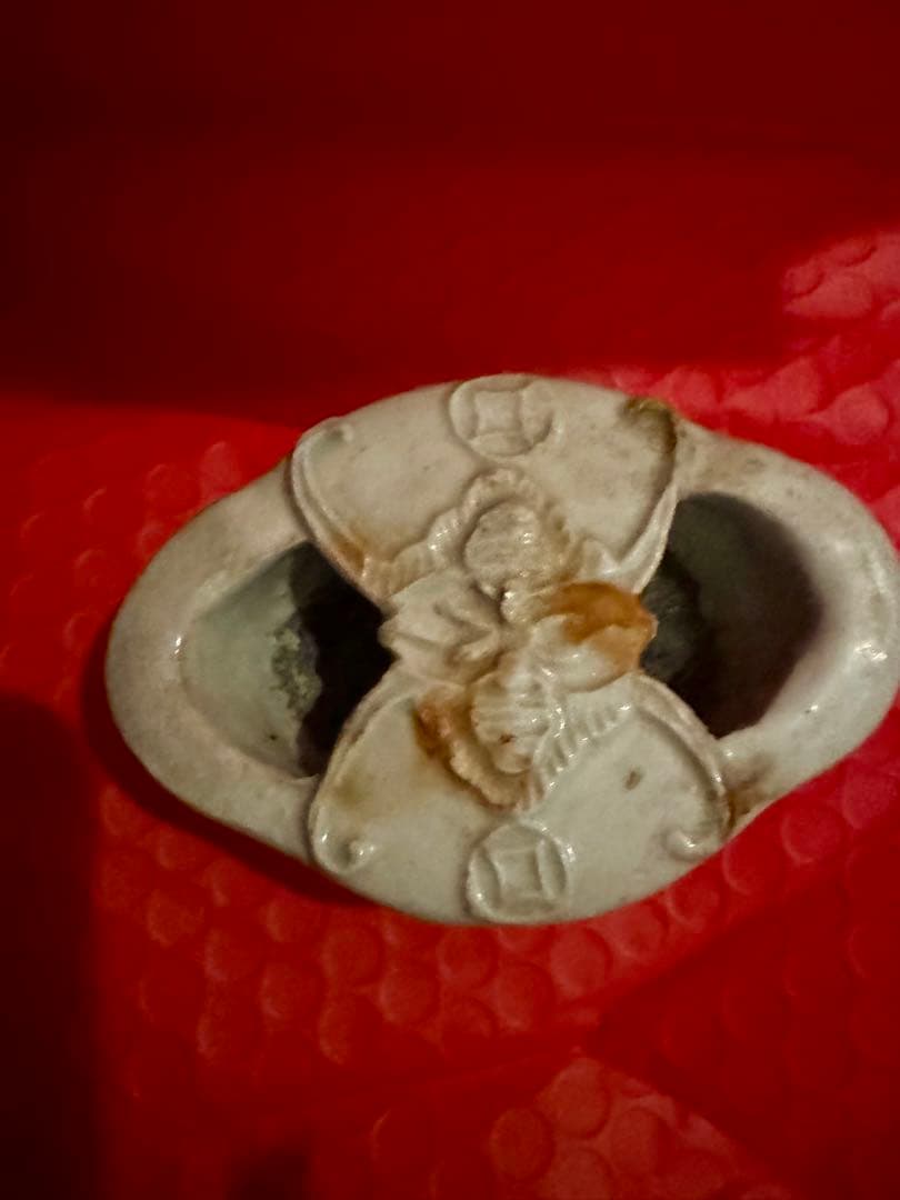 花街のお宝　青磁花彫刻 溝がある香立　香道　茶道具　江戸期アンティーク　骨董美術