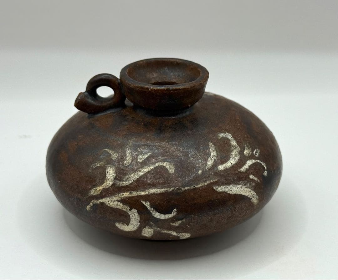 李朝　飴釉　唐草紋水滴　アンティーク　送料込み250515