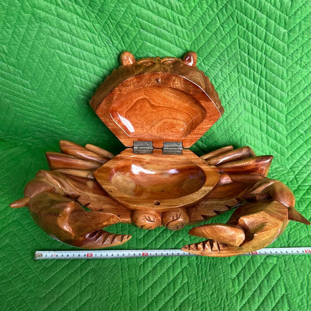 木彫り　蟹 カニ 隠し収納②