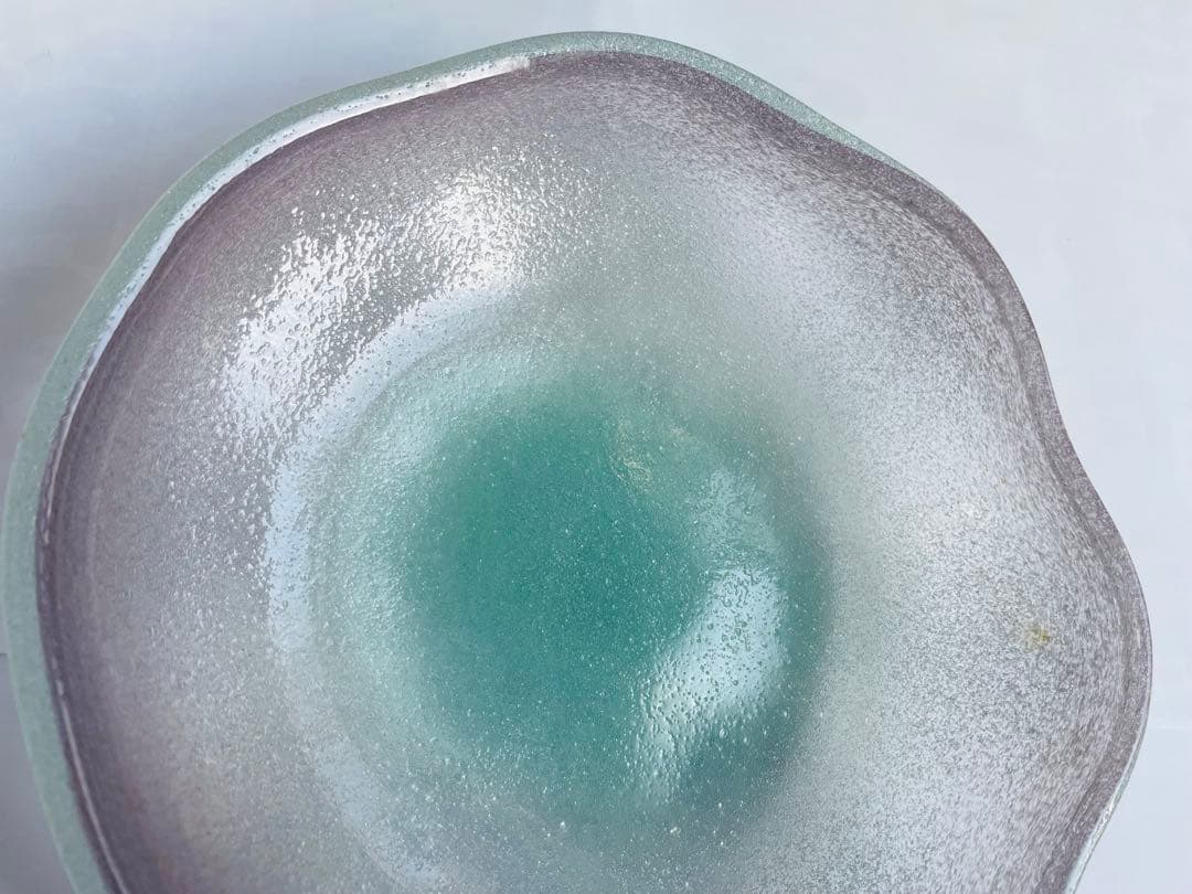 現代の名工 稲嶺盛吉 大皿 琉球ガラス 泡ガラス 吹きガラス