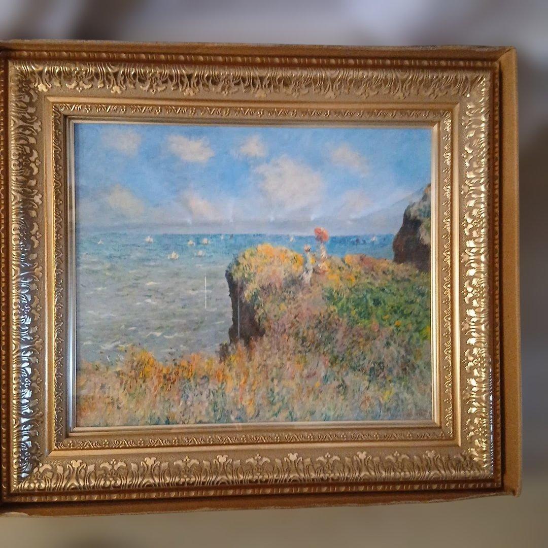 未使用☆モネ プールヴィルの断崖の上の散歩 名画復刻 証明書有 三越限定品