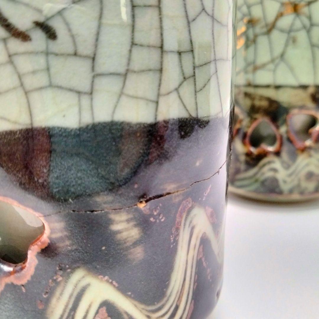 Ｕ154 相馬焼 湯呑 全6点 古相馬 走り馬 跳ね馬 高級時代煎茶道具 FF