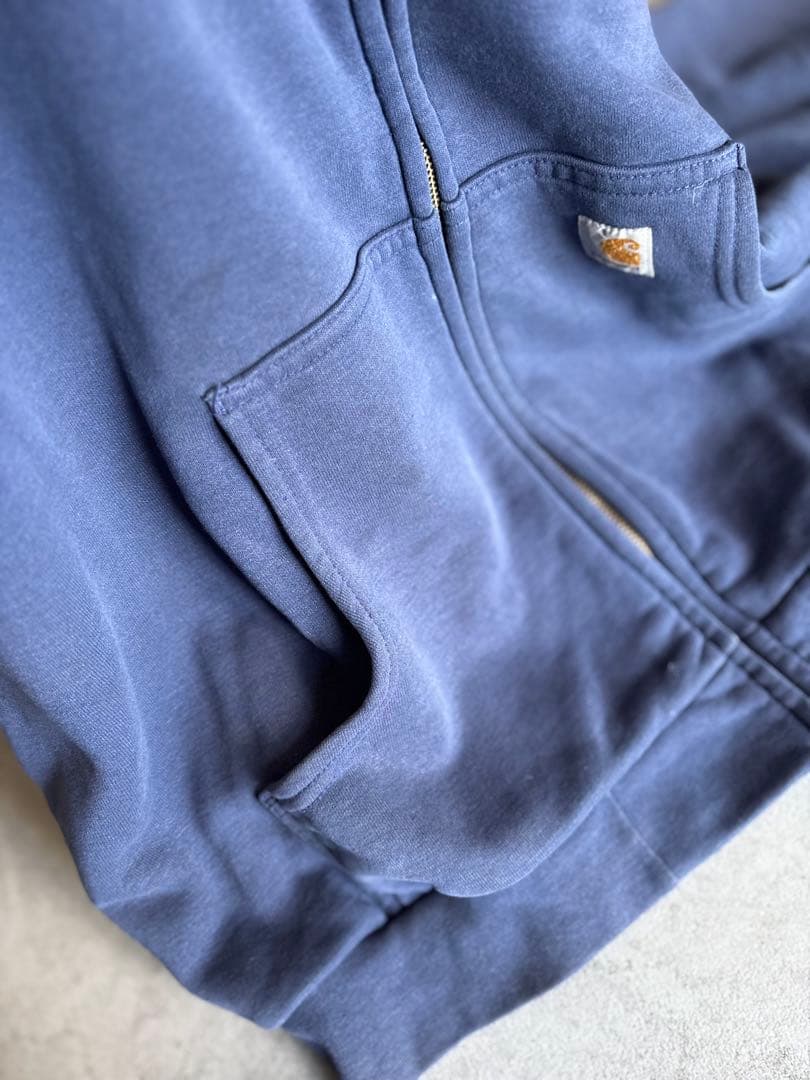 しょう様carhartt ジップパーカー 裏地サーマル 企業系刺繍 ネイビー