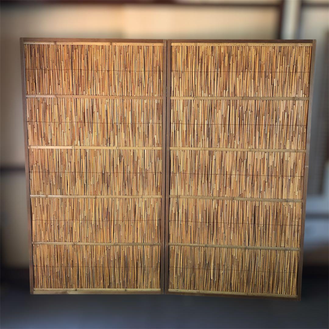 花寄屏風　2枚折　高さ約164㎝　2連幅176㎝