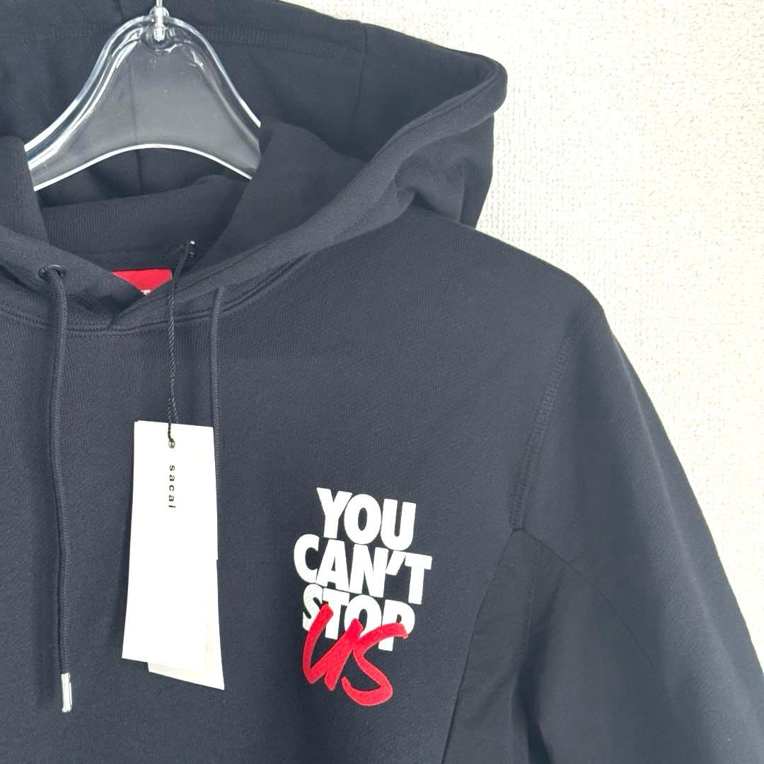 超美品　サカイ　ナイキ　コラボ　ブラック　異素材ドッキング　プルパーカー　2 M