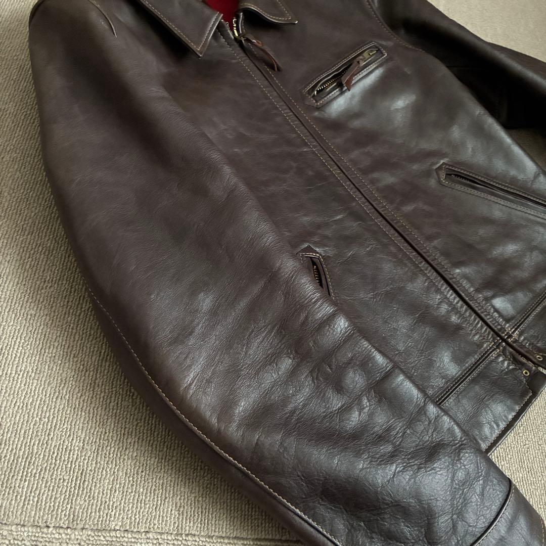 最終価格 フラットヘッド ホースハイド シングルジャケット 茶 38 レザー