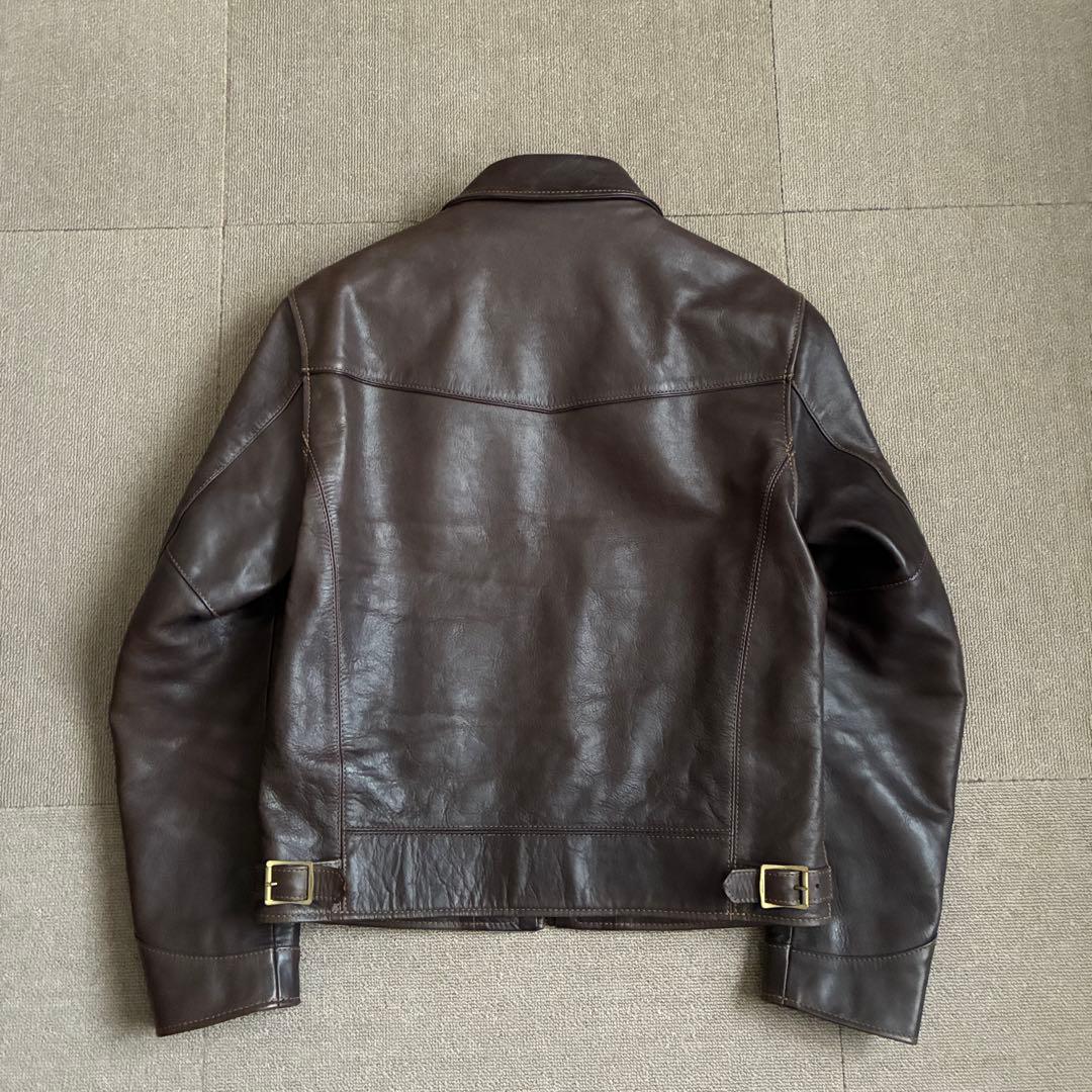最終価格 フラットヘッド ホースハイド シングルジャケット 茶 38 レザー