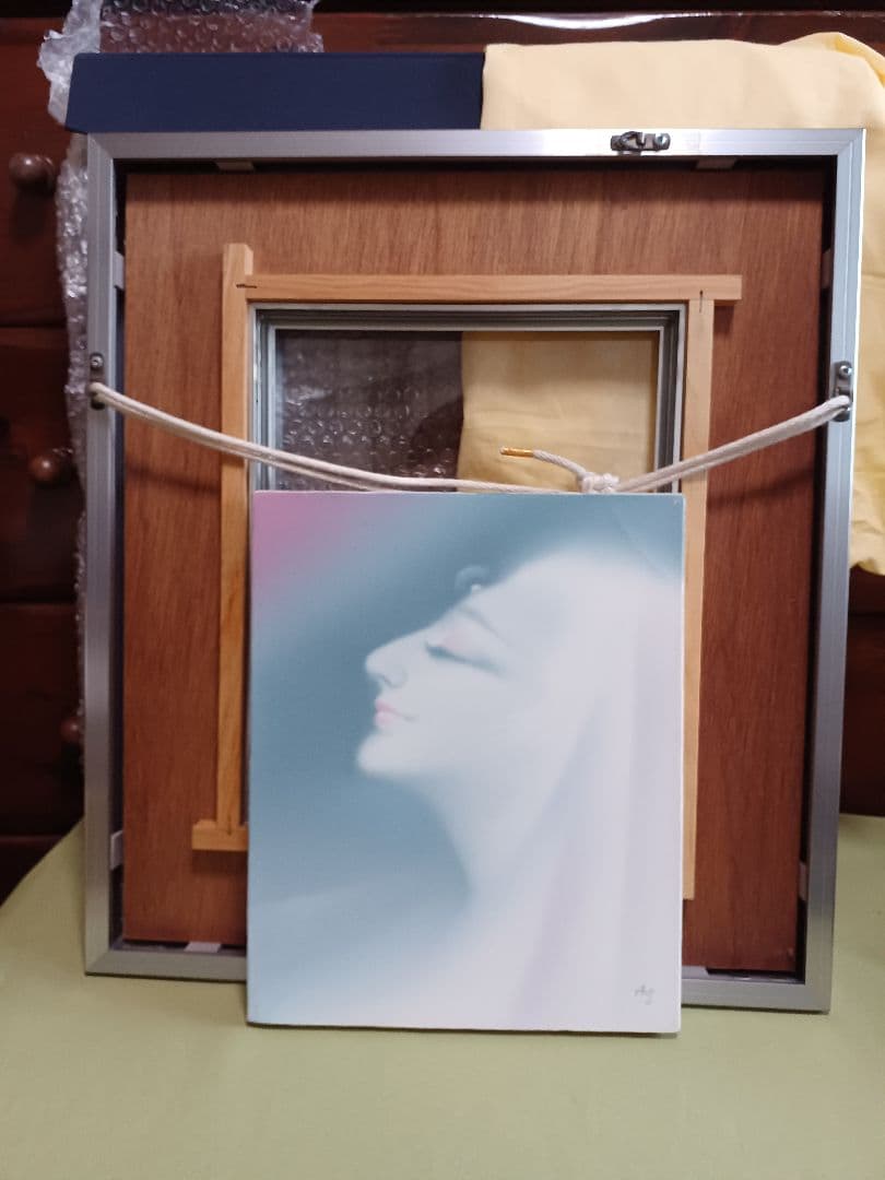 若尾和呂　「献身」 油彩　F3号　タリズマニックアート　幸運を招く絵　膜面描法