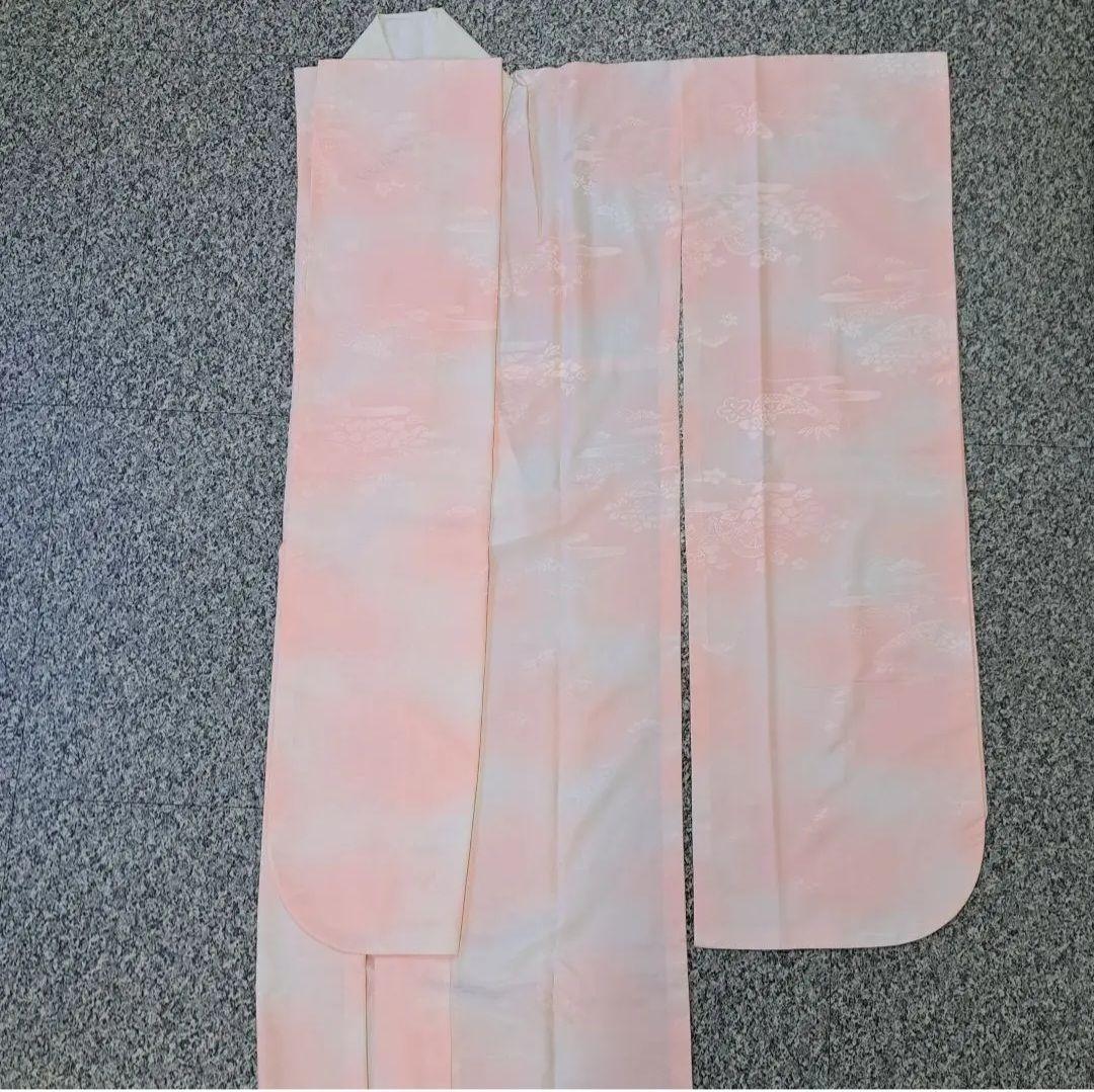 今得な フルセット 正絹白地振袖 白紫グラデーション桜柄 成人式 卒業式に最適