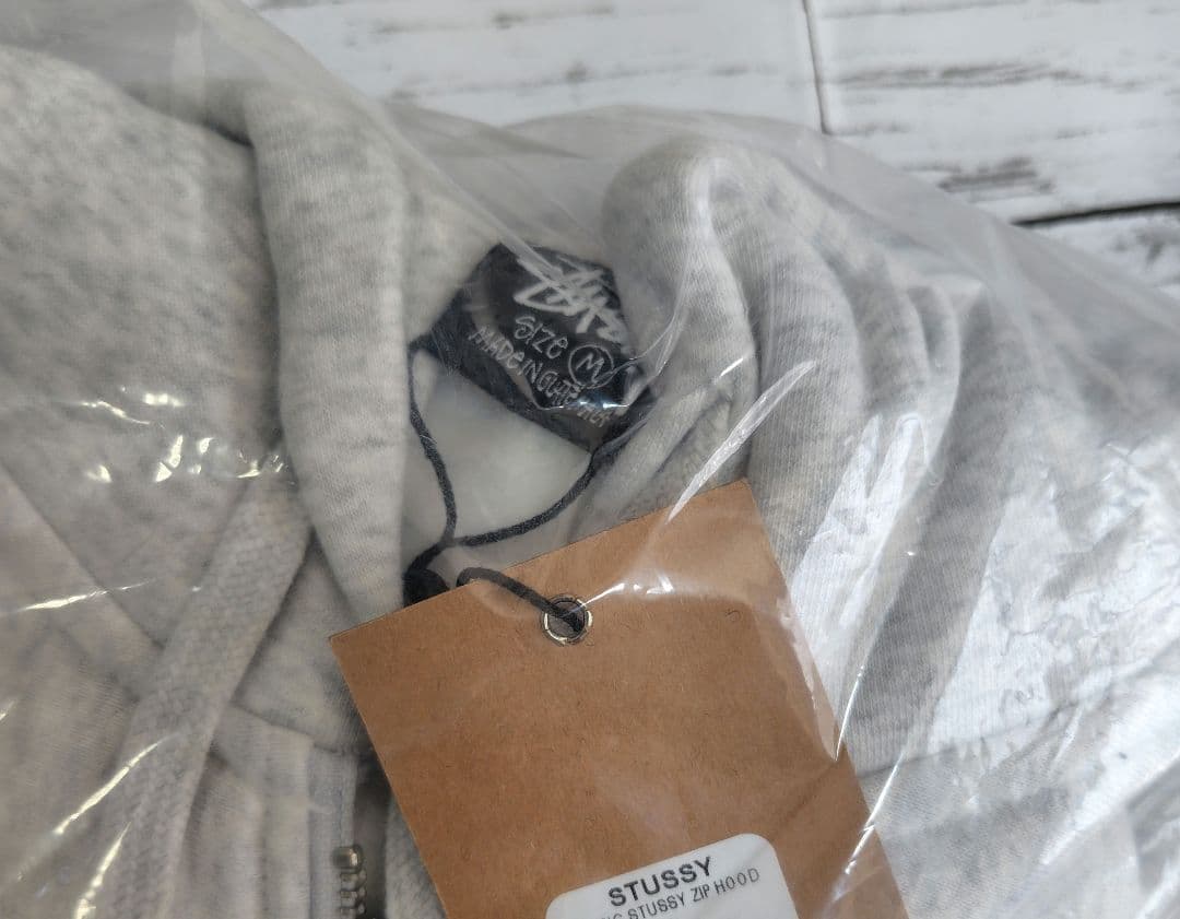 ステューシー STUSSY BASIC ZIP FOOD パーカー M グレー