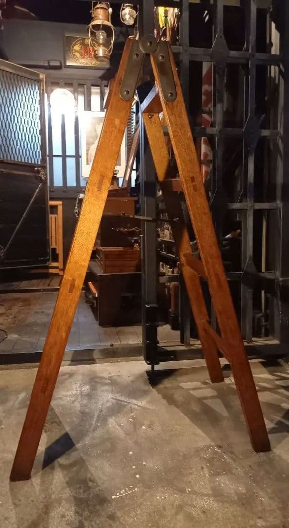 1960's　ヴィンテージ　ナチュラル　オーク　ウッド　ラダー　正直脚立　８号
