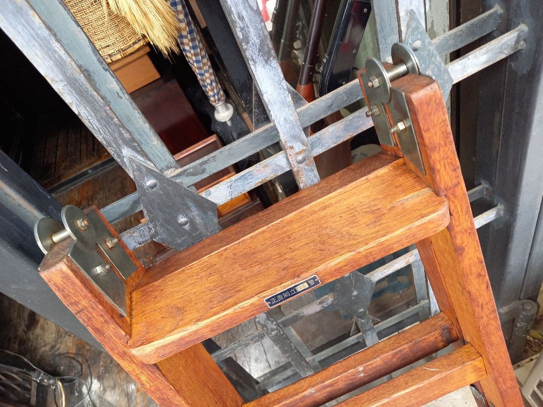 1960's　ヴィンテージ　ナチュラル　オーク　ウッド　ラダー　正直脚立　８号