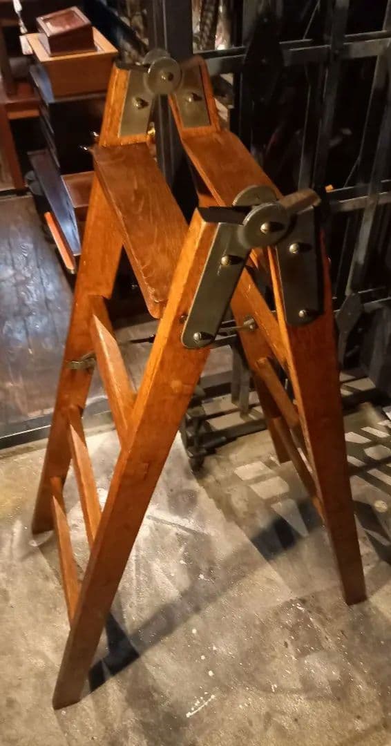 1960's　ヴィンテージ　ナチュラル　オーク　ウッド　ラダー　正直脚立　８号