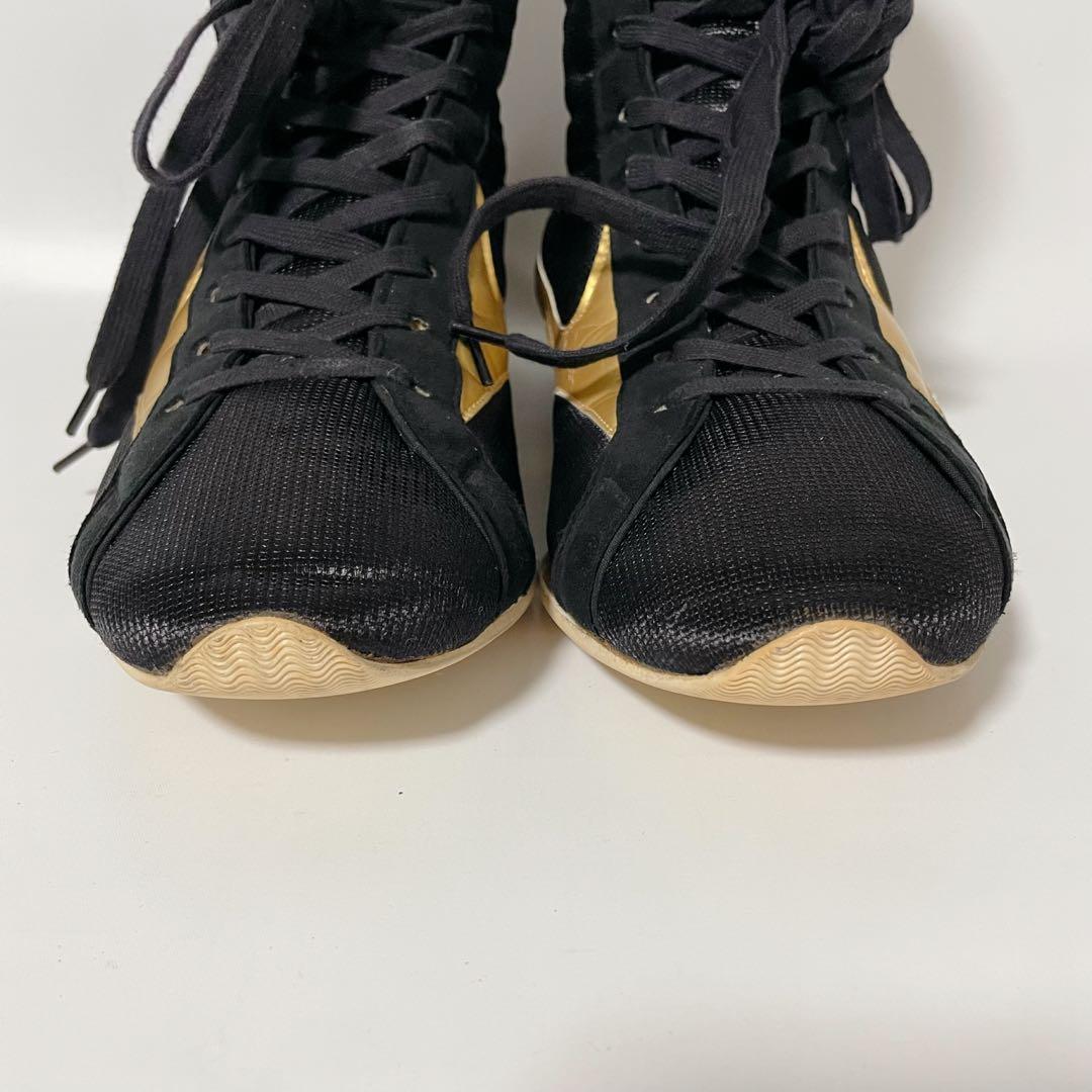 【美品】Mizuno ミズノ ボクシングシューズ 黒 金 26.5 ハイカット