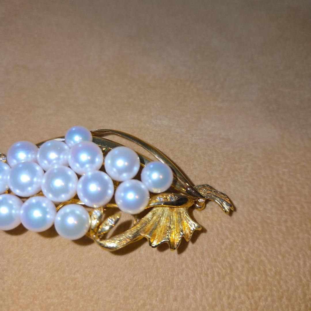 パールとダイヤモンド18金ゴールドのブドウトップ兼ブローチ16g