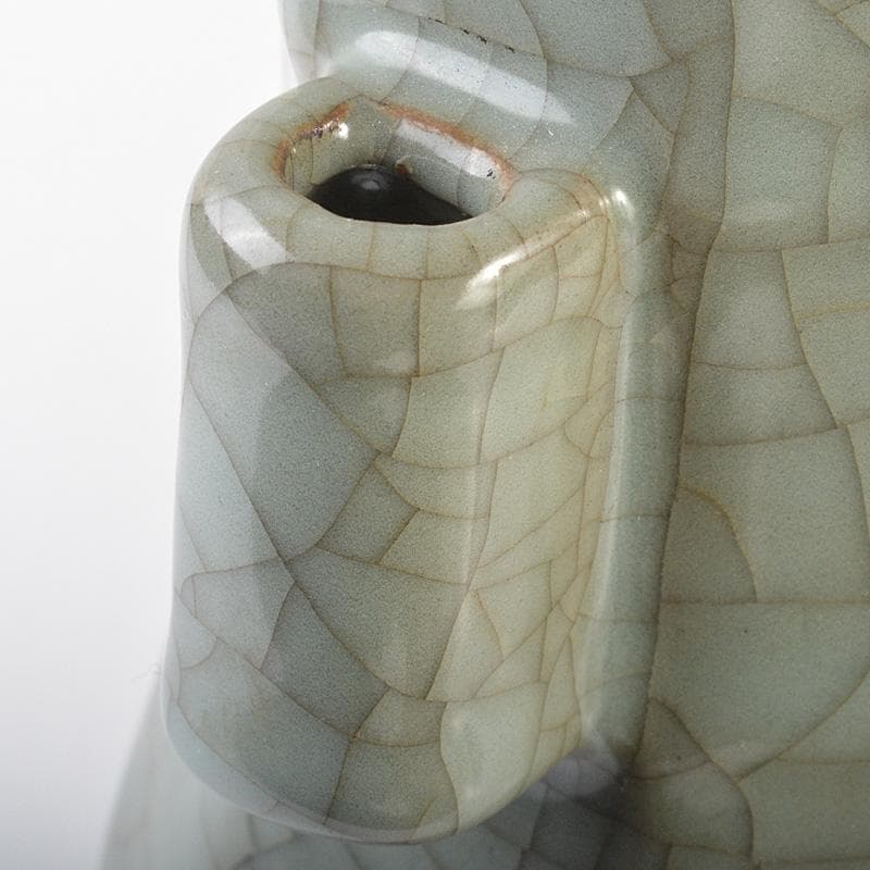 中国　汝窯　青磁　氷裂文　八角面取双耳瓶　C　7363E