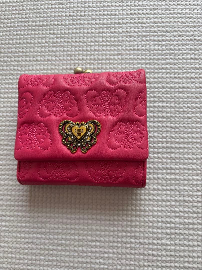 アナスイ　バタフライ三つ折り財布　ピンク