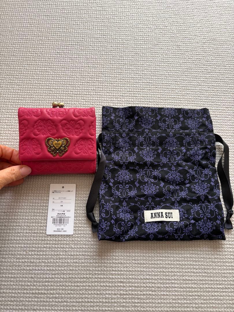 アナスイ　バタフライ三つ折り財布　ピンク
